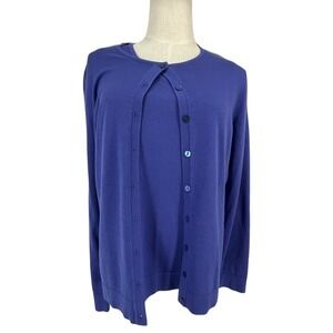 August Silk Womens XL Purple Cardigan and Shell Twinset Silk Blend Sweater